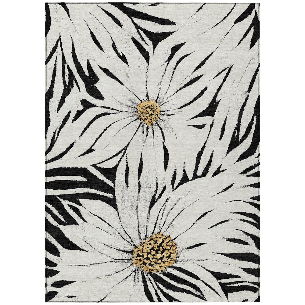 Machine Washable Indoor/Outdoor Chantille ACN2263 Black 5' x 7'6" Rug. Picture 1