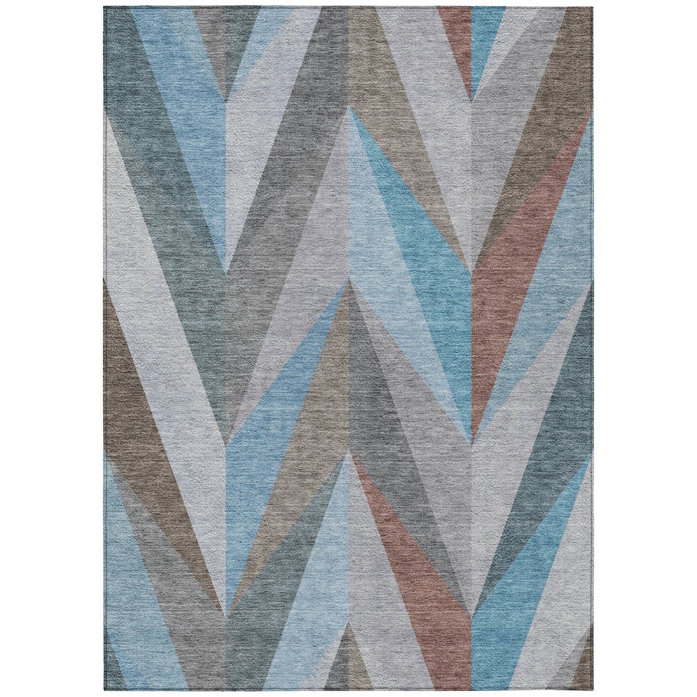 Machine Washable Indoor/Outdoor Chantille ACN2265 Teal 5' x 7'6" Rug. Picture 1