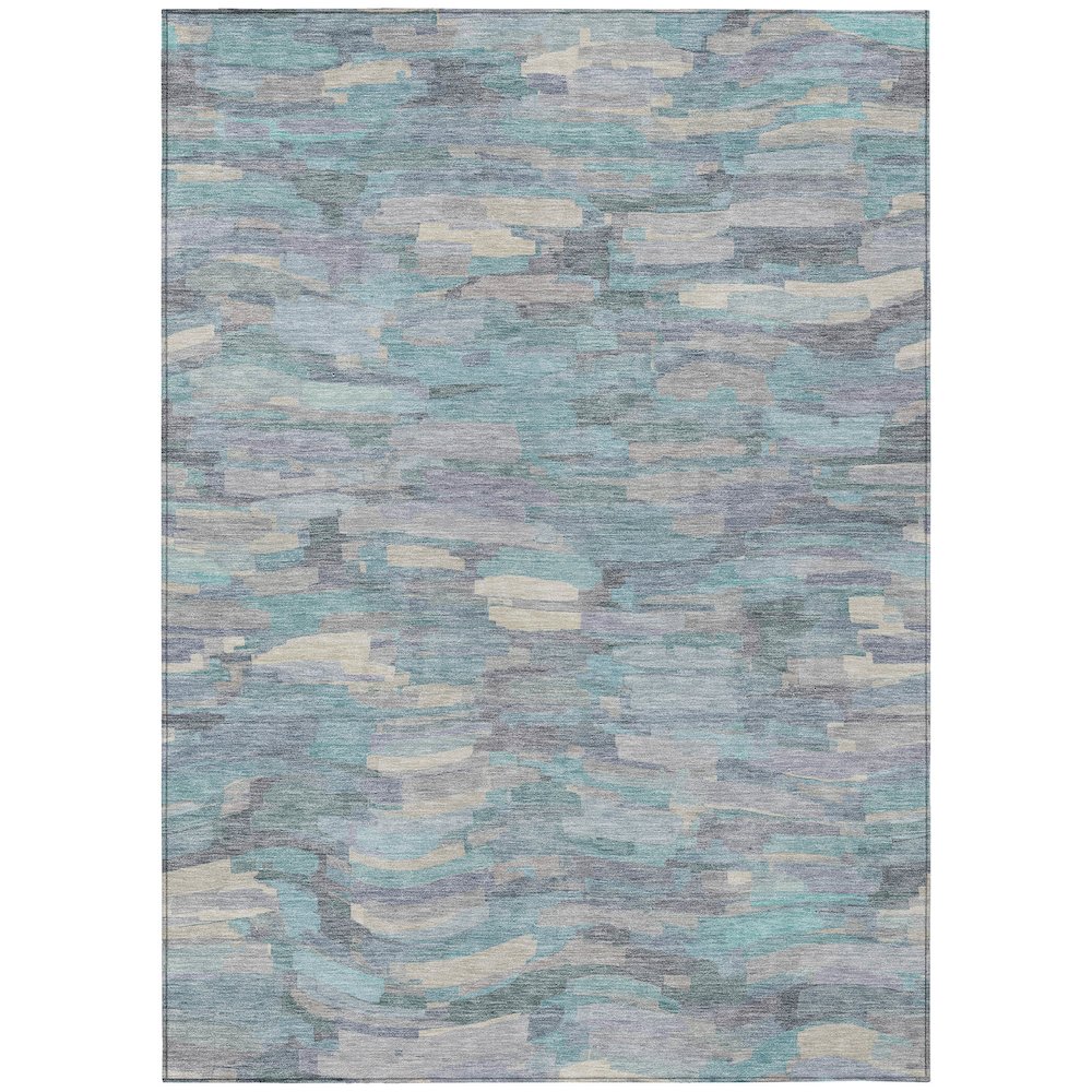 Machine Washable Indoor/Outdoor Chantille ACN2266 Teal 5' x 7'6" Rug. Picture 1