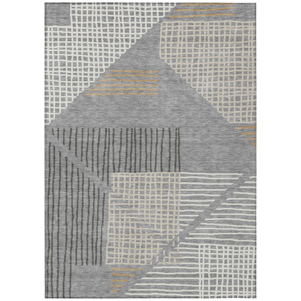 Machine Washable Indoor/Outdoor Chantille ACN2270 Gray 5' x 7'6" Rug. Picture 1