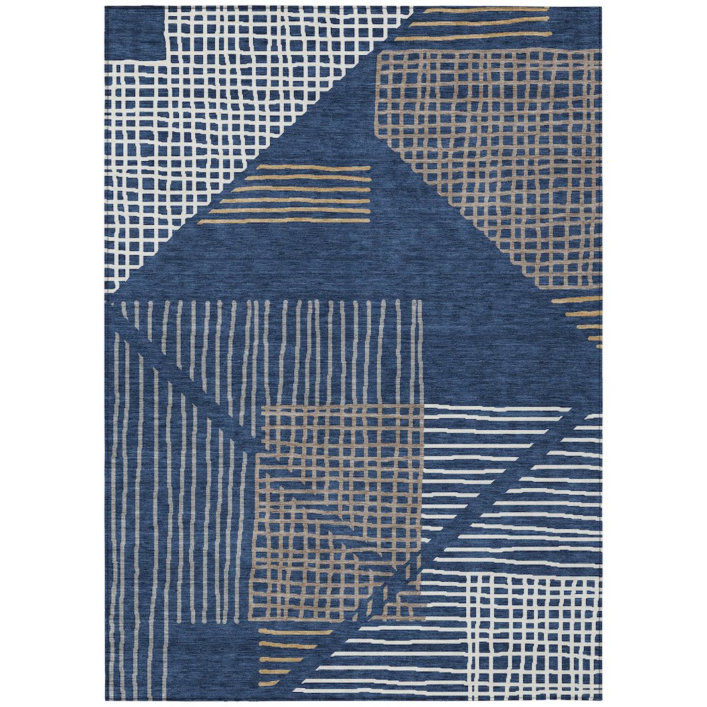 Machine Washable Indoor/Outdoor Chantille ACN2270 Blue 5' x 7'6" Rug. Picture 1