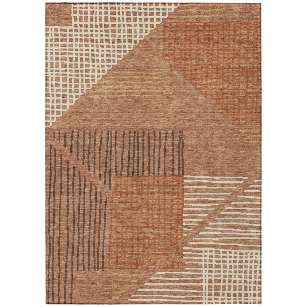 Machine Washable Indoor/Outdoor Chantille ACN2270 Orange 5' x 7'6" Rug. Picture 1