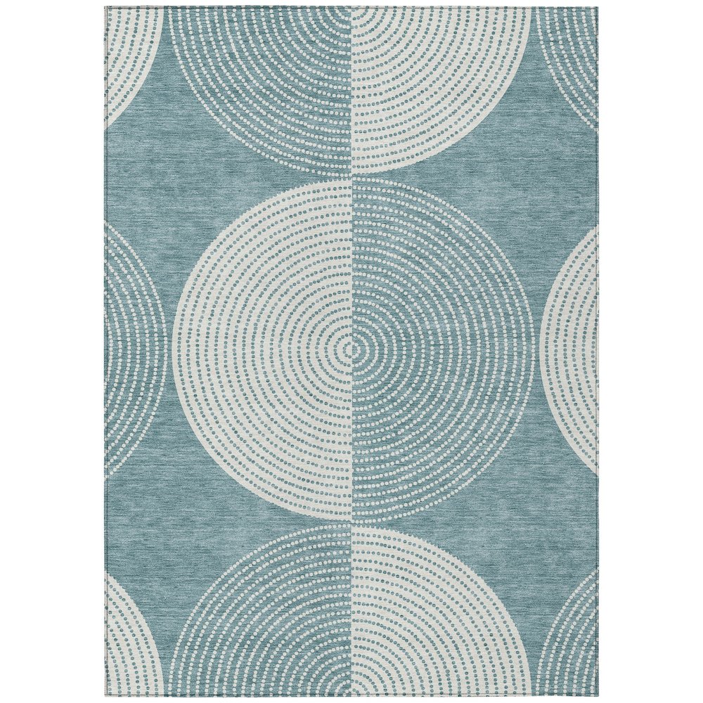 Machine Washable Indoor/Outdoor Chantille ACN2275 Teal 5' x 7'6" Rug. Picture 1