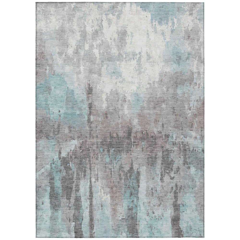 Machine Washable Indoor/Outdoor Chantille ACN2284 Teal 5' x 7'6" Rug. Picture 1