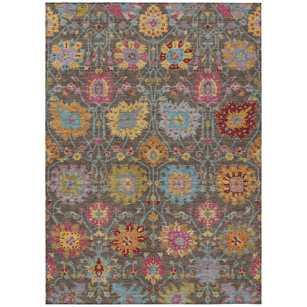 Machine Washable Indoor/Outdoor Chantille ACN2288 Brown 5' x 7'6" Rug. Picture 1