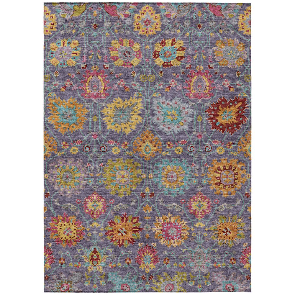 Machine Washable Indoor/Outdoor Chantille ACN2288 Purple 5' x 7'6" Rug. Picture 1