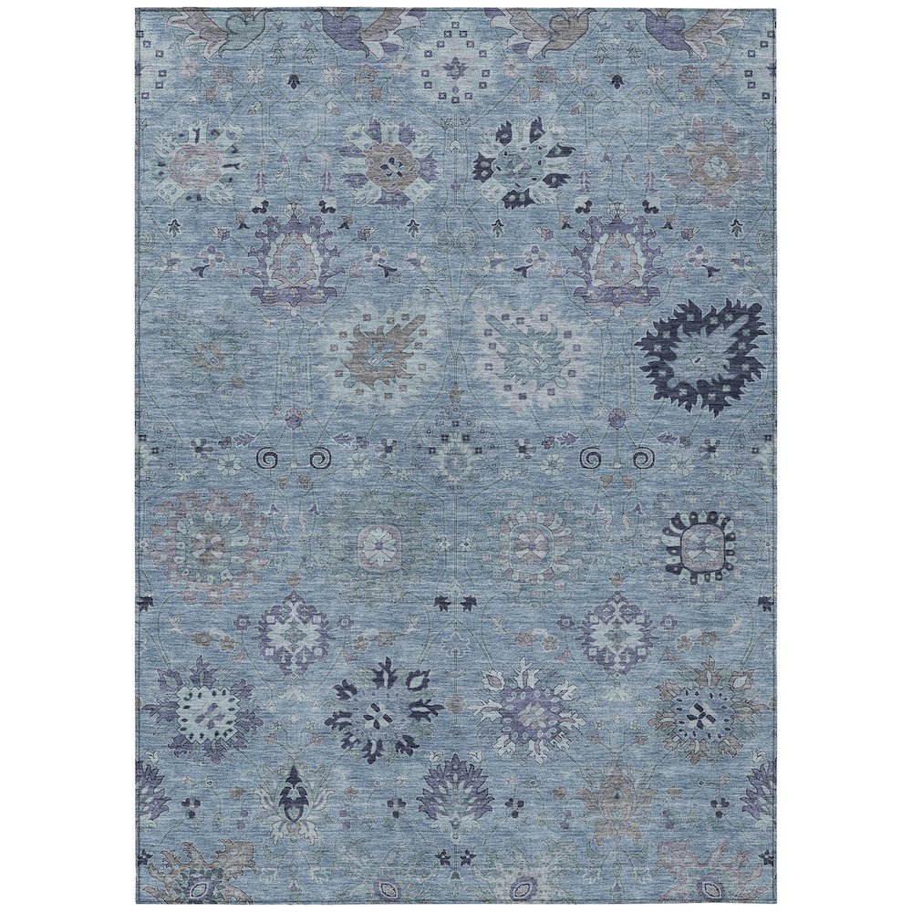 Machine Washable Indoor/Outdoor Chantille ACN2289 Blue 5' x 7'6" Rug. Picture 1