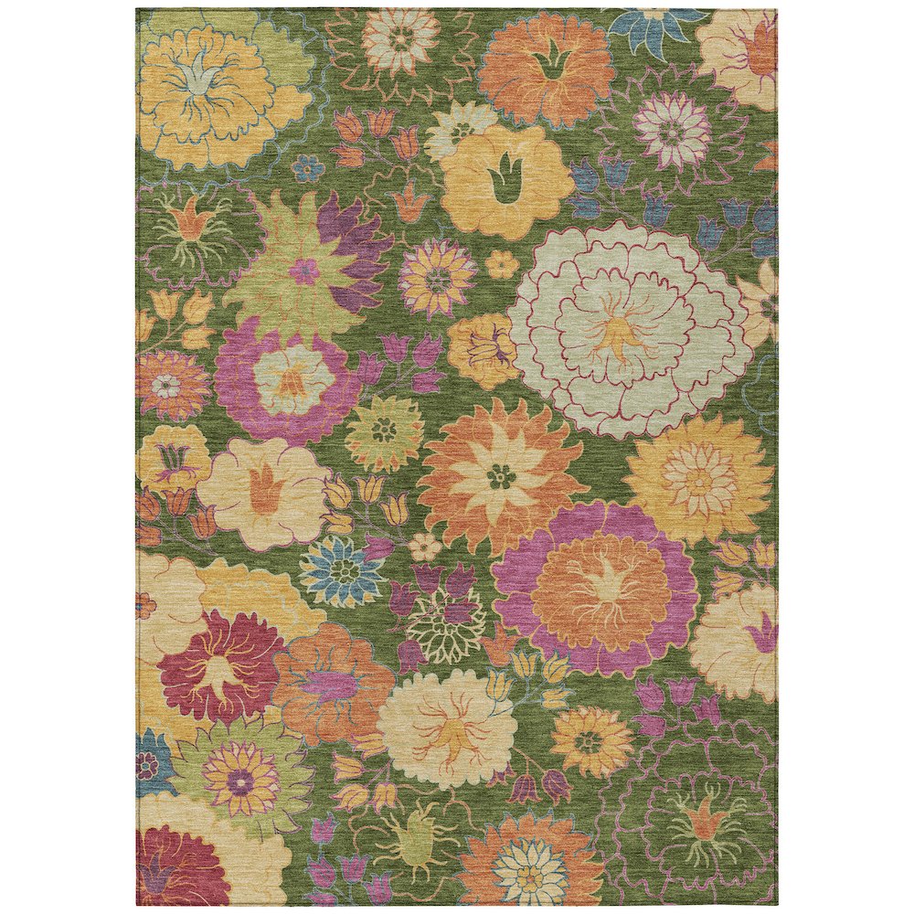 Machine Washable Indoor/Outdoor Chantille ACN2293 Green 5' x 7'6" Rug. Picture 1