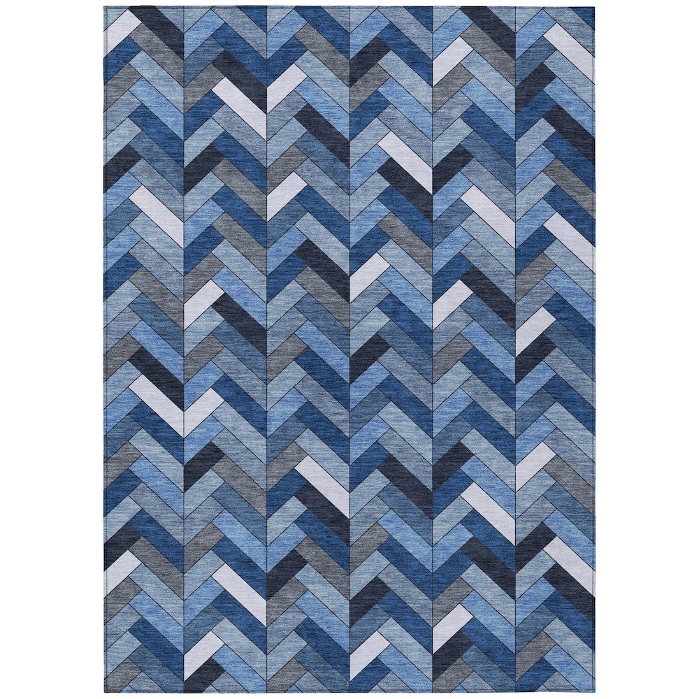 Machine Washable Indoor/Outdoor Chantille ACN2296 Blue 5' x 7'6" Rug. Picture 1