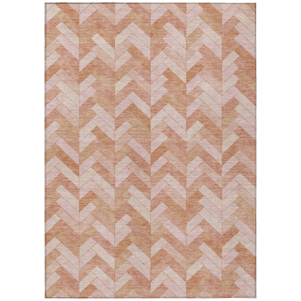 Machine Washable Indoor/Outdoor Chantille ACN2297 Orange 5' x 7'6" Rug. Picture 1