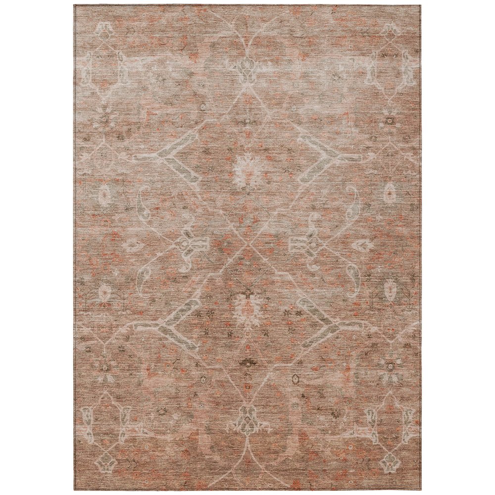 Machine Washable Indoor/Outdoor Chantille ACN2298 Orange 5' x 7'6" Rug. Picture 1
