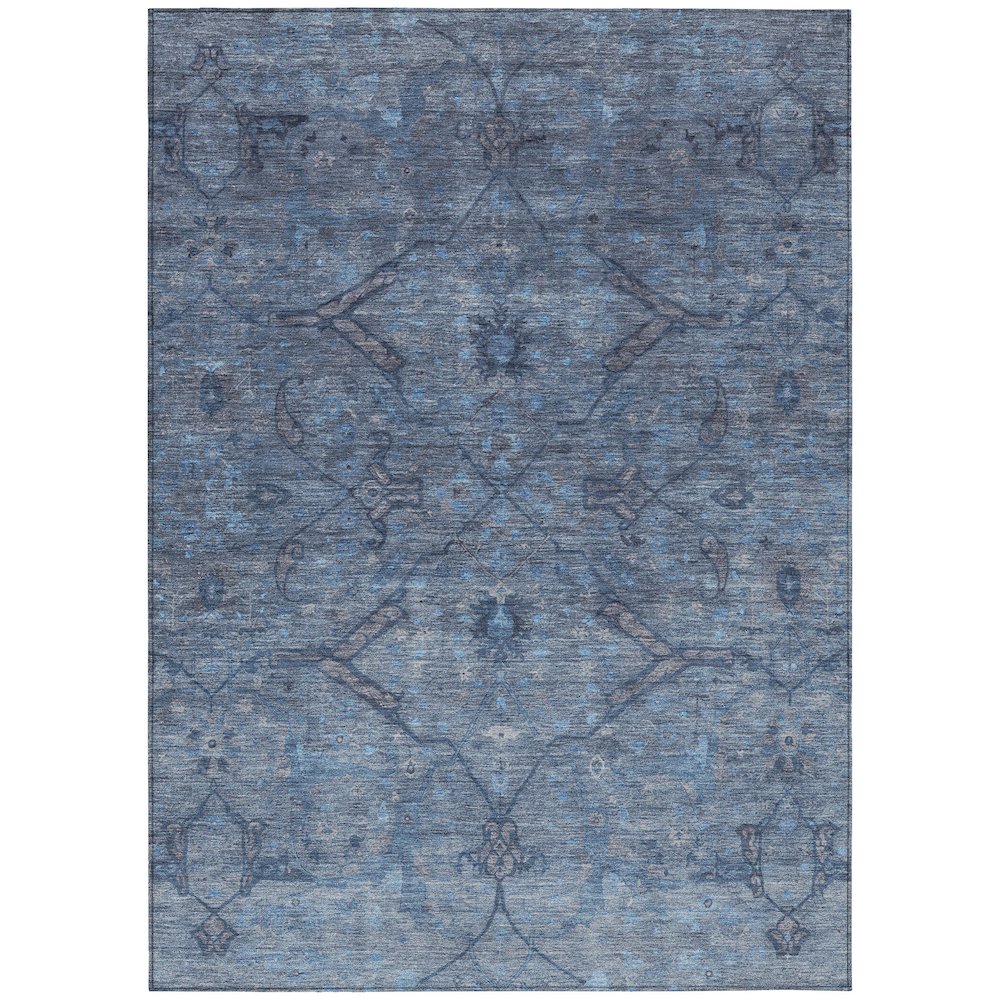 Machine Washable Indoor/Outdoor Chantille ACN2299 Blue 5' x 7'6" Rug. Picture 1
