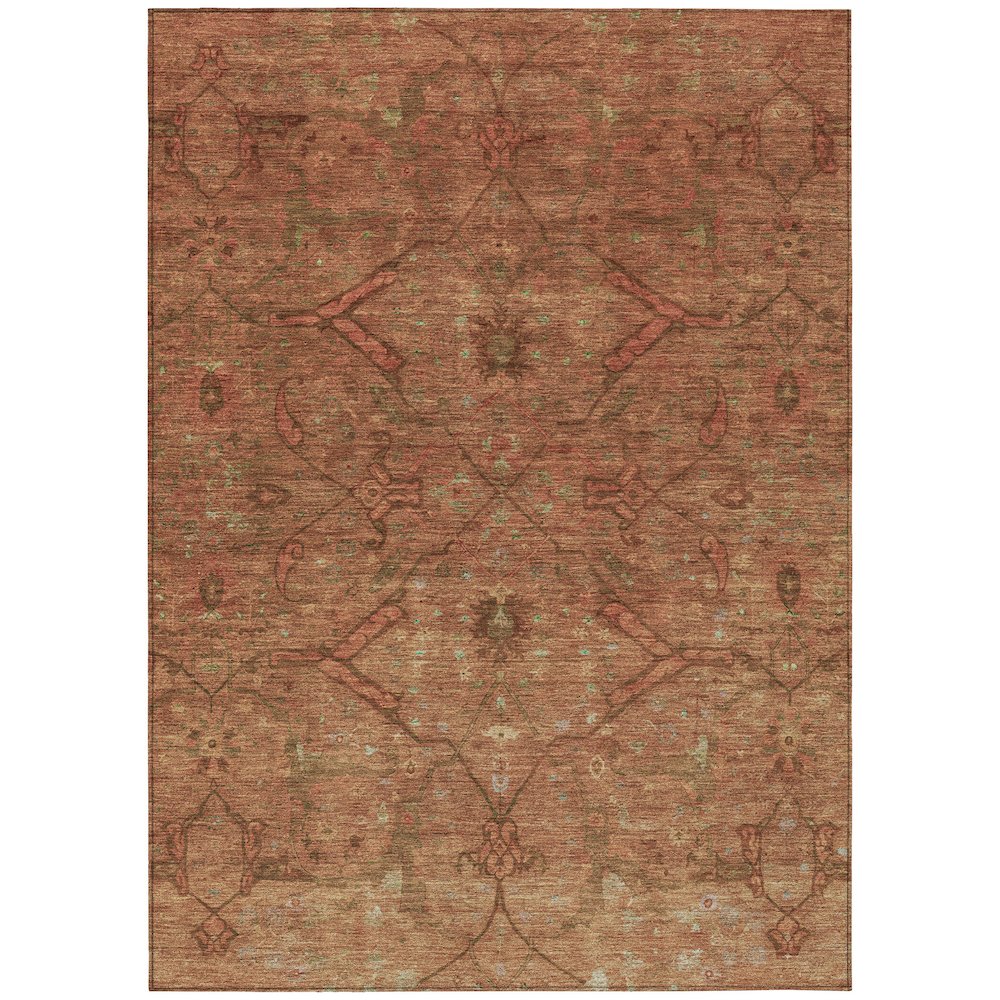Machine Washable Indoor/Outdoor Chantille ACN2299 Orange 5' x 7'6" Rug. Picture 1