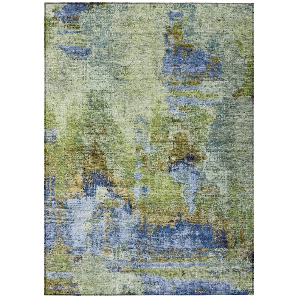 Machine Washable Indoor/Outdoor Chantille ACN2300 Green 5' x 7'6" Rug. Picture 1
