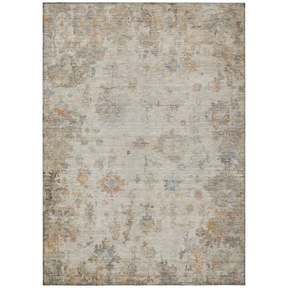 Machine Washable Indoor/Outdoor Chantille ACN2301 Ivory 5' x 7'6" Rug. Picture 1