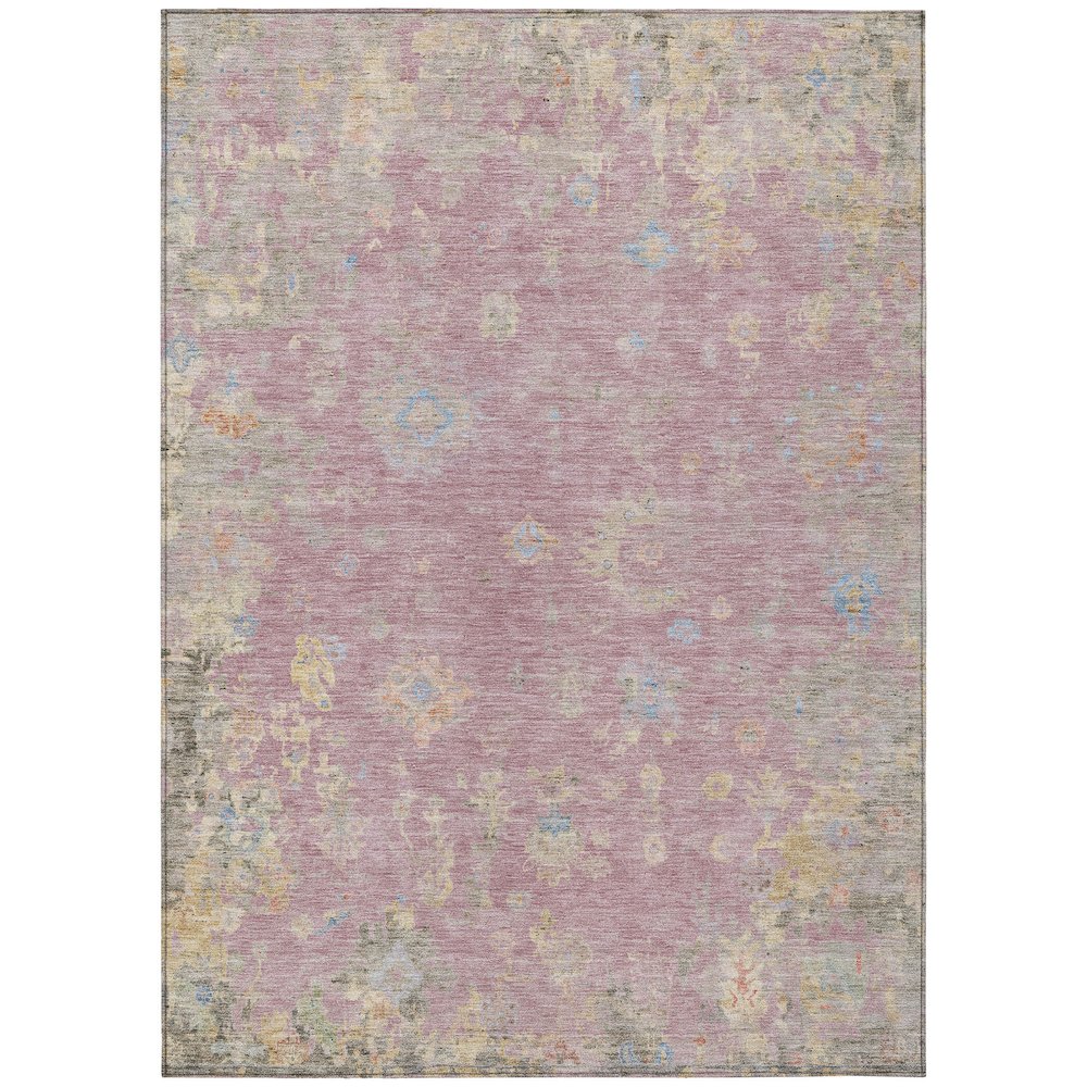 Machine Washable Indoor/Outdoor Chantille ACN2302 Pink 5' x 7'6" Rug. Picture 1