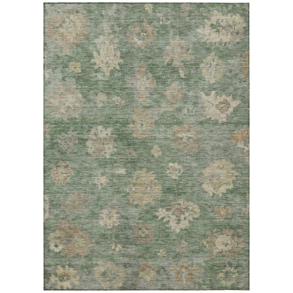 Machine Washable Indoor/Outdoor Chantille ACN2305 Green 5' x 7'6" Rug. Picture 1