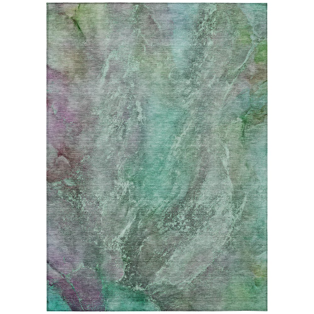 Machine Washable Indoor/Outdoor Chantille ACN2307 Teal 5' x 7'6" Rug. Picture 1