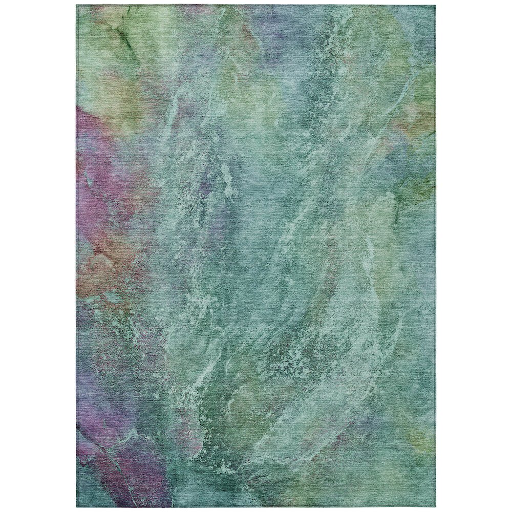 Machine Washable Indoor/Outdoor Chantille ACN2308 Teal 5' x 7'6" Rug. Picture 1