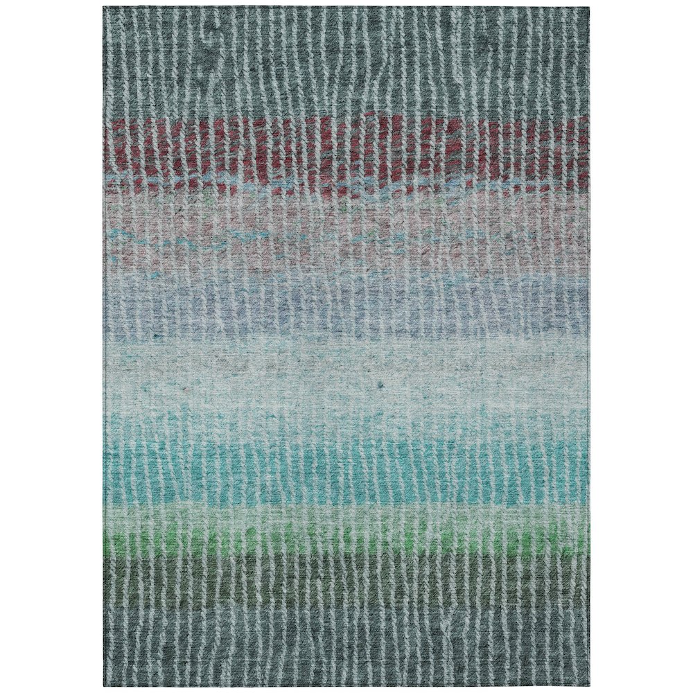 Machine Washable Indoor/Outdoor Chantille ACN2314 Teal 5' x 7'6" Rug. Picture 1