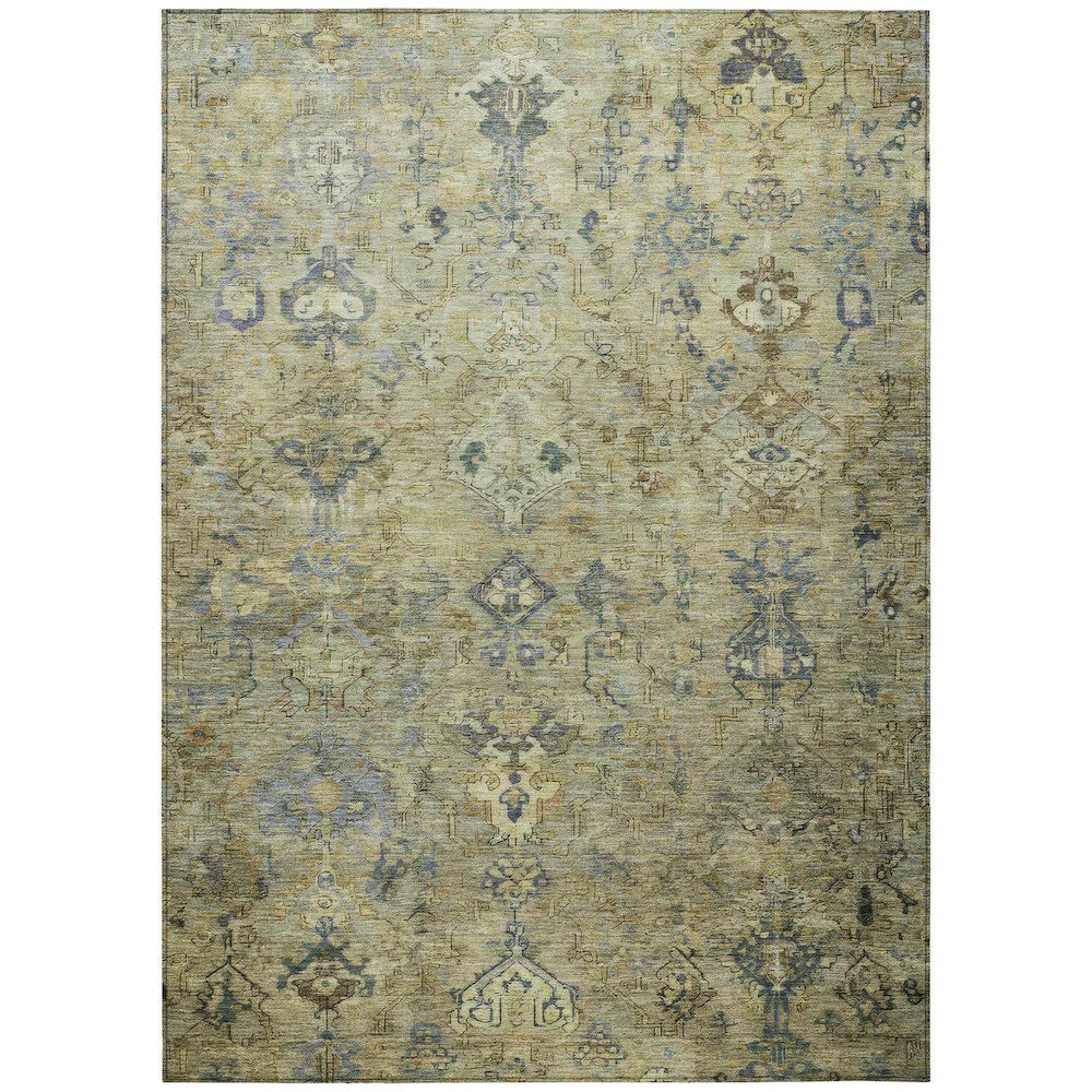 Machine Washable Indoor/Outdoor Chantille ACN2320 Green 5' x 7'6" Rug. Picture 1