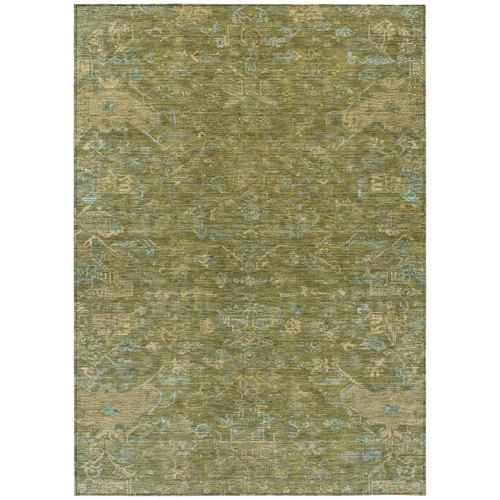 Machine Washable Indoor/Outdoor Chantille ACN2322 Green 5' x 7'6" Rug. Picture 1