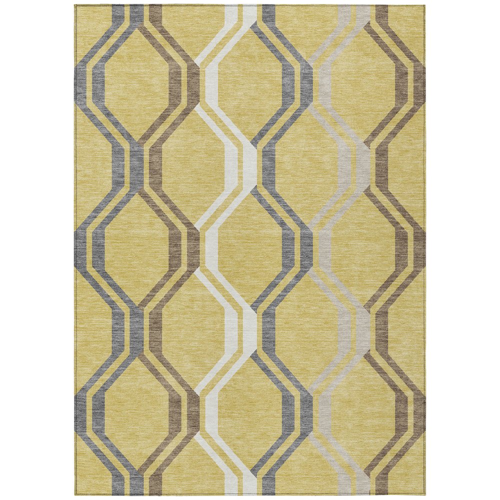 Machine Washable Indoor/Outdoor Chantille ACN2326 Gold 5' x 7'6" Rug. Picture 1