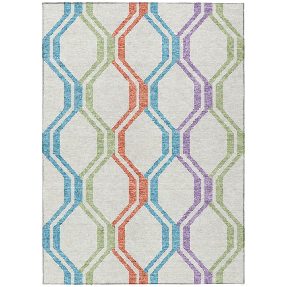 Machine Washable Indoor/Outdoor Chantille ACN2326 Ivory 5' x 7'6" Rug. Picture 1