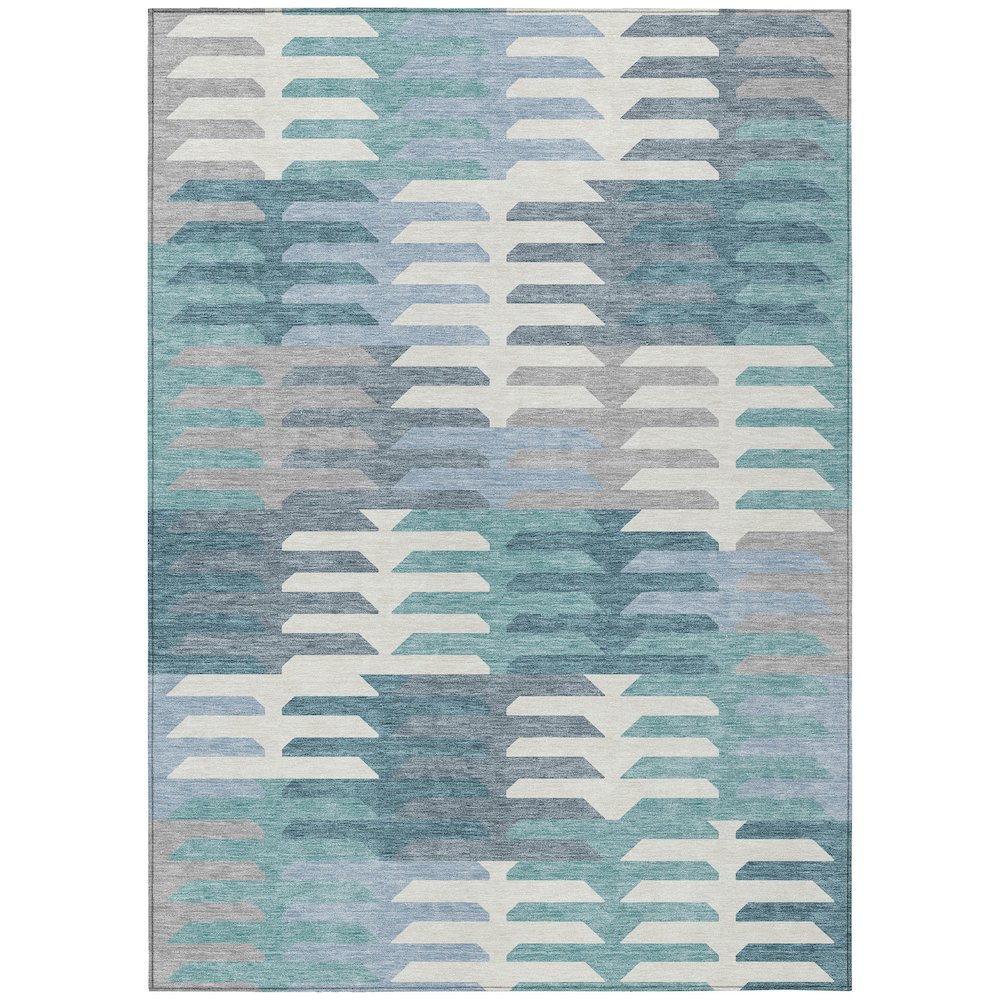 Machine Washable Indoor/Outdoor Chantille ACN2328 Teal 5' x 7'6" Rug. Picture 1