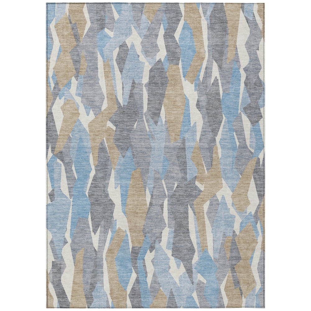 Machine Washable Indoor/Outdoor Chantille ACN2329 Blue 5' x 7'6" Rug. Picture 1