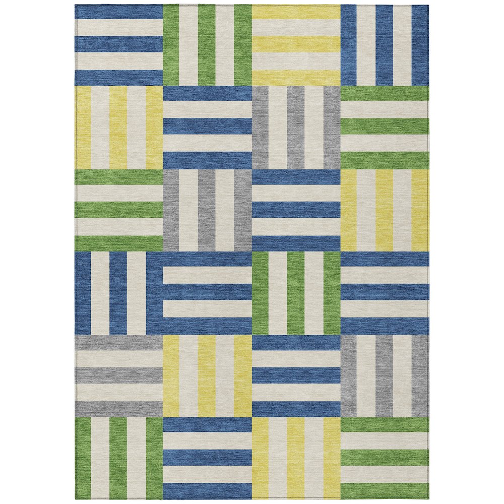 Machine Washable Indoor/Outdoor Chantille ACN2332 Blue 5' x 7'6" Rug. Picture 1