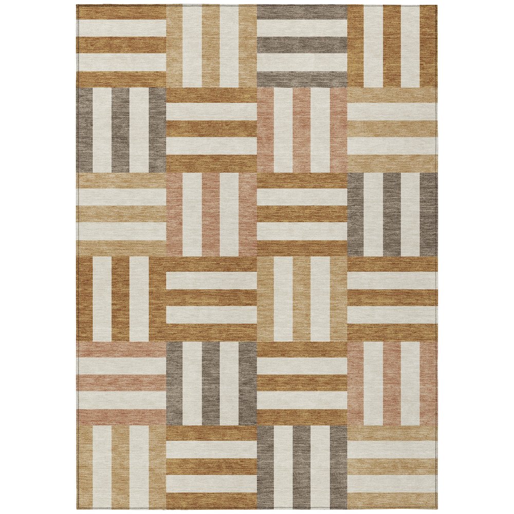 Machine Washable Indoor/Outdoor Chantille ACN2332 Orange 5' x 7'6" Rug. Picture 1