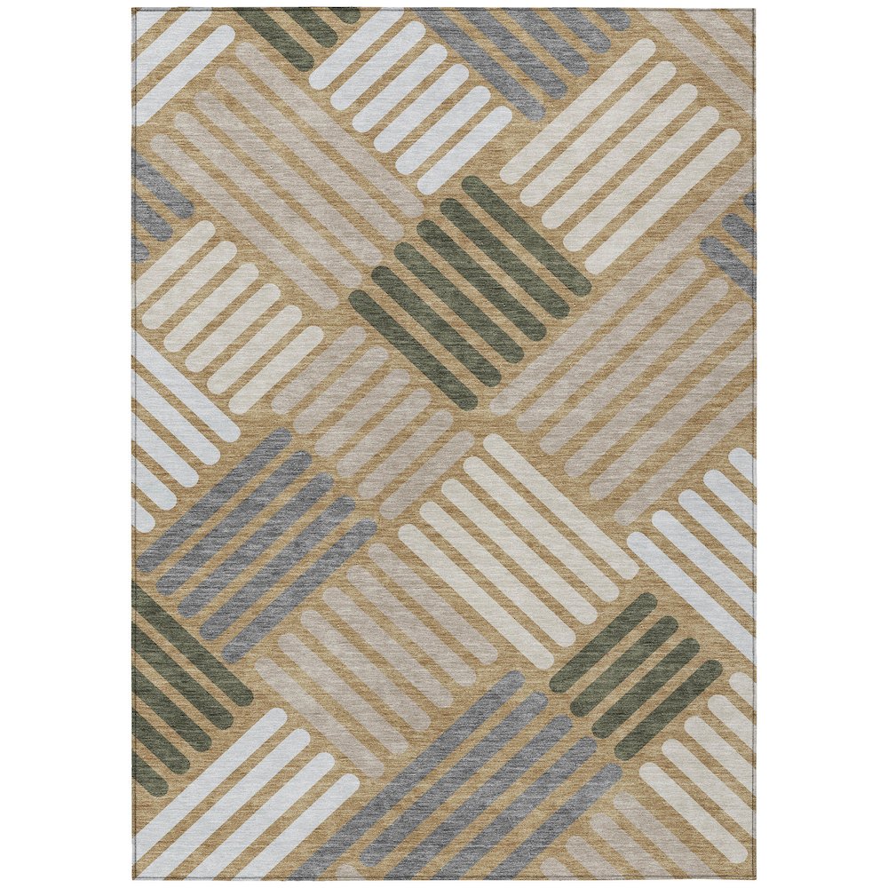 Machine Washable Indoor/Outdoor Chantille ACN2339 Gold 5' x 7'6" Rug. Picture 1
