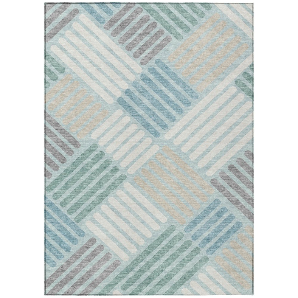 Machine Washable Indoor/Outdoor Chantille ACN2339 Blue 5' x 7'6" Rug. Picture 1