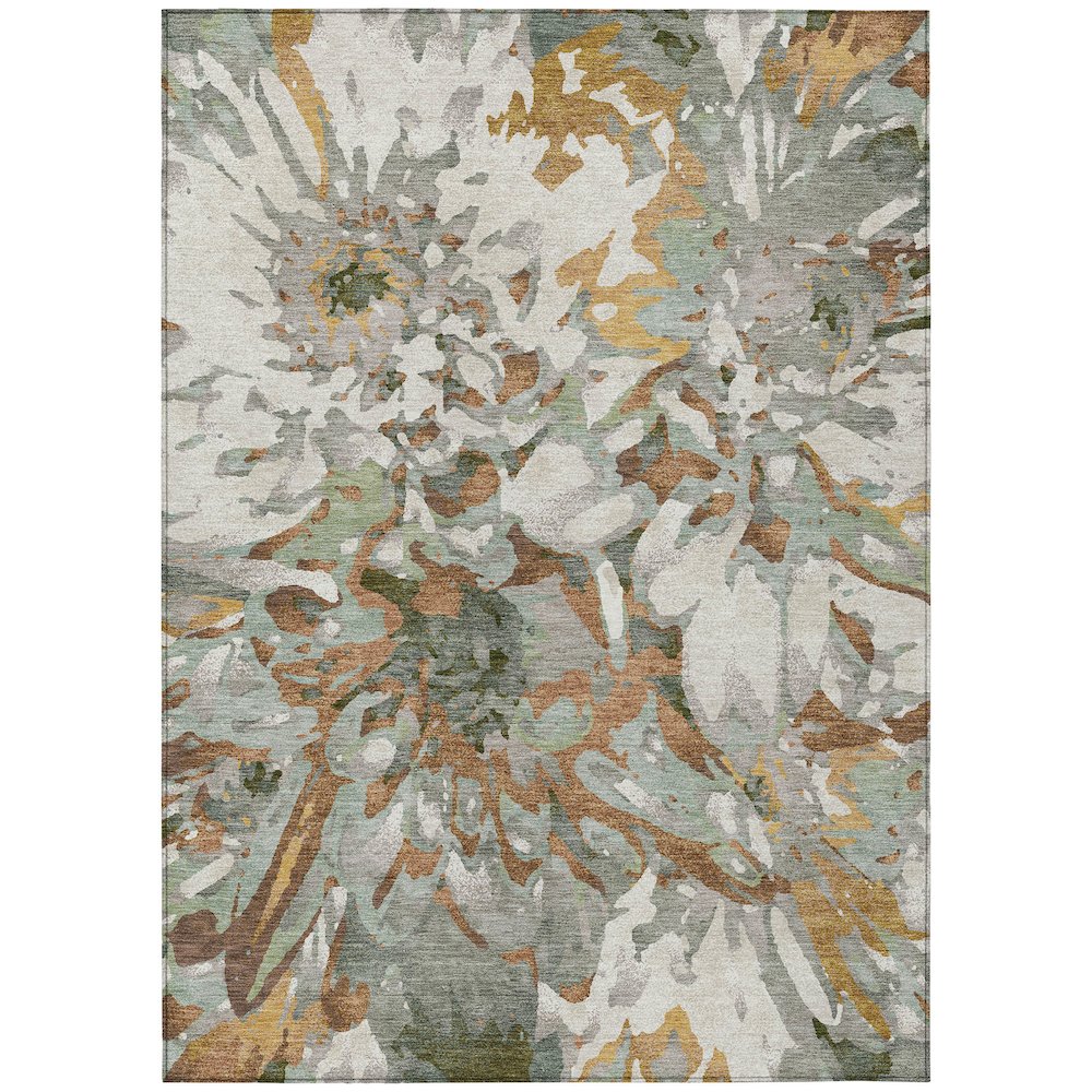 Machine Washable Indoor/Outdoor Chantille ACN2340 Orange 5' x 7'6" Rug. Picture 1