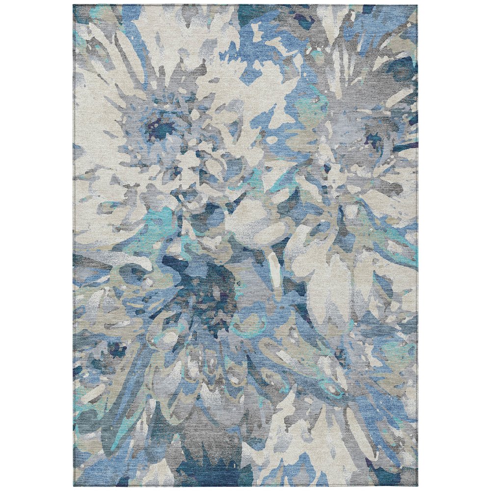 Machine Washable Indoor/Outdoor Chantille ACN2340 Blue 5' x 7'6" Rug. Picture 1