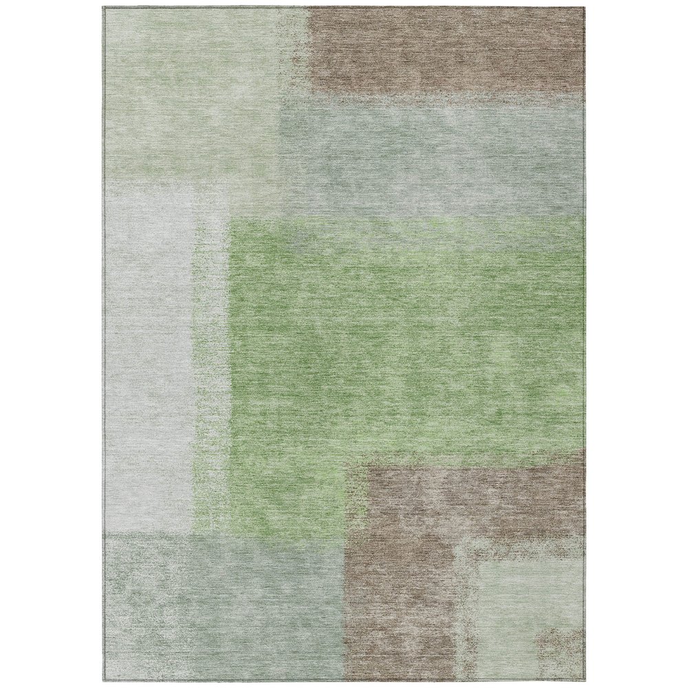 Machine Washable Indoor/Outdoor Chantille ACN2341 Green 5' x 7'6" Rug. Picture 1