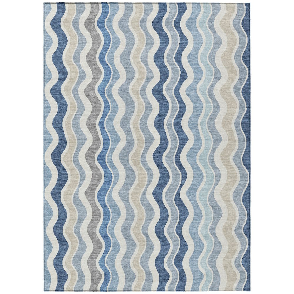 Machine Washable Indoor/Outdoor Chantille ACN2342 Blue 5' x 7'6" Rug. Picture 1