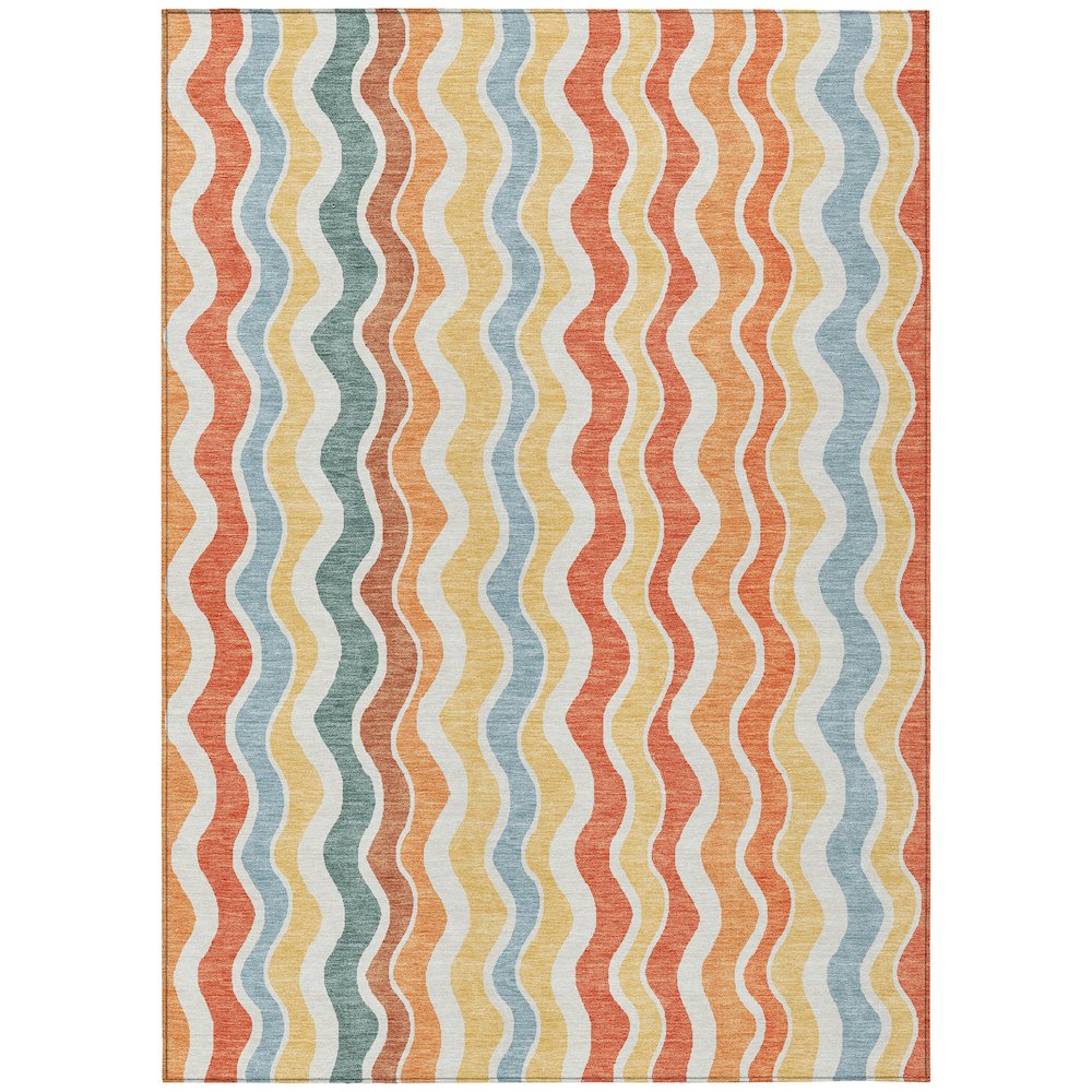 Machine Washable Indoor/Outdoor Chantille ACN2342 Orange 5' x 7'6" Rug. Picture 1