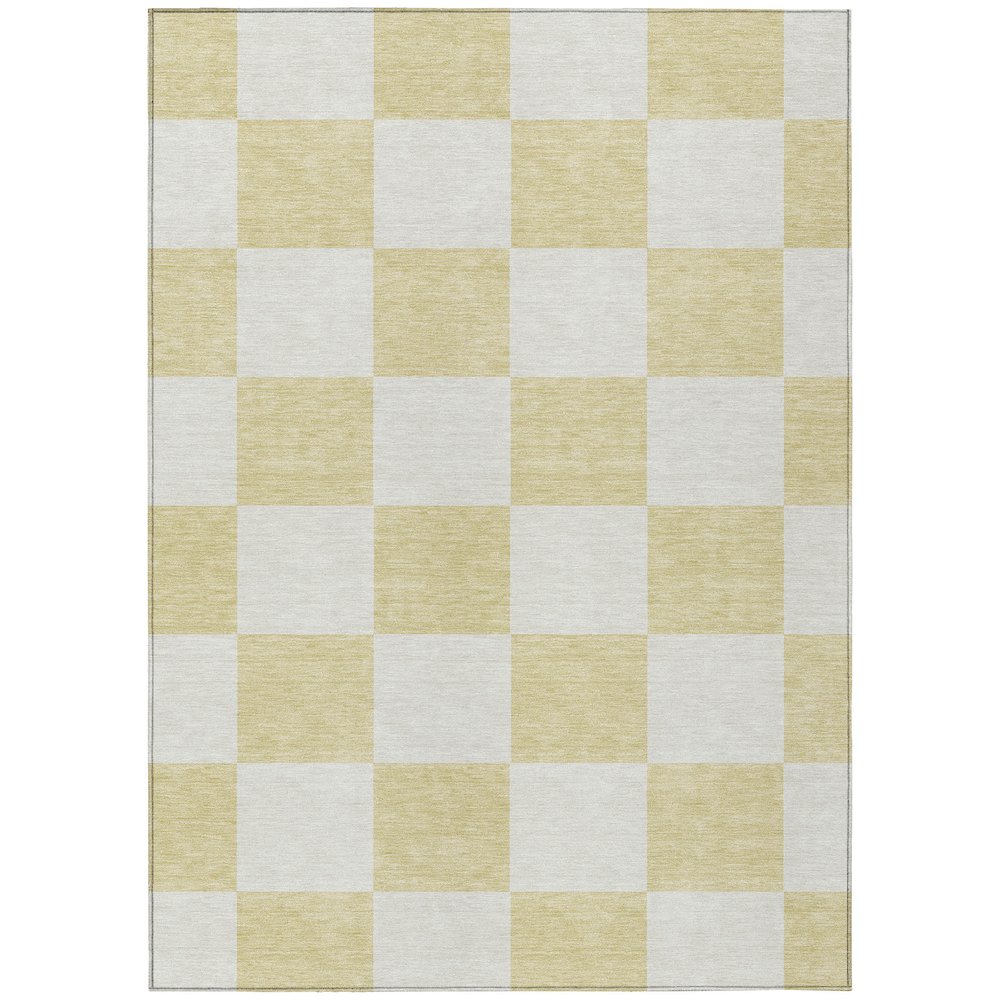 Machine Washable Indoor/Outdoor Chantille ACN2345 Gold 5' x 7'6" Rug. Picture 1