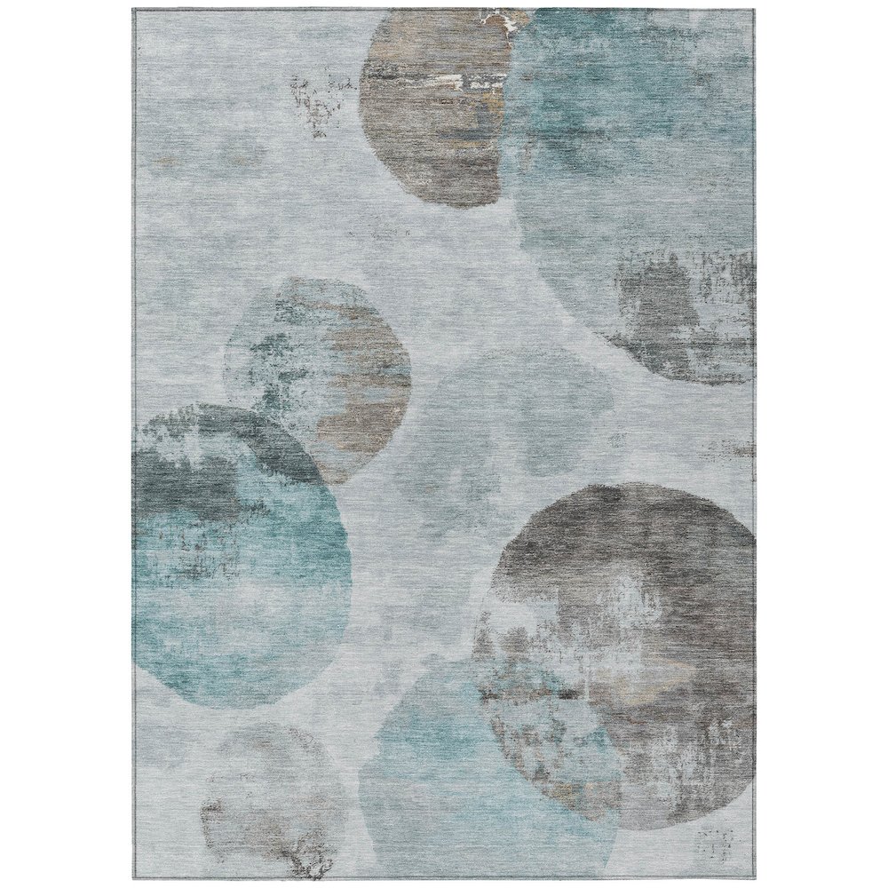 Machine Washable Indoor/Outdoor Chantille ACN2346 Teal 5' x 7'6" Rug. Picture 1