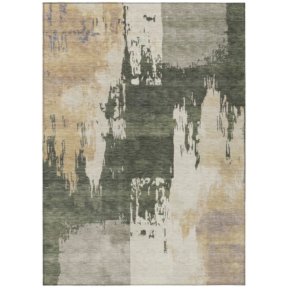 Machine Washable Indoor/Outdoor Chantille ACN2347 Green 5' x 7'6" Rug. Picture 1