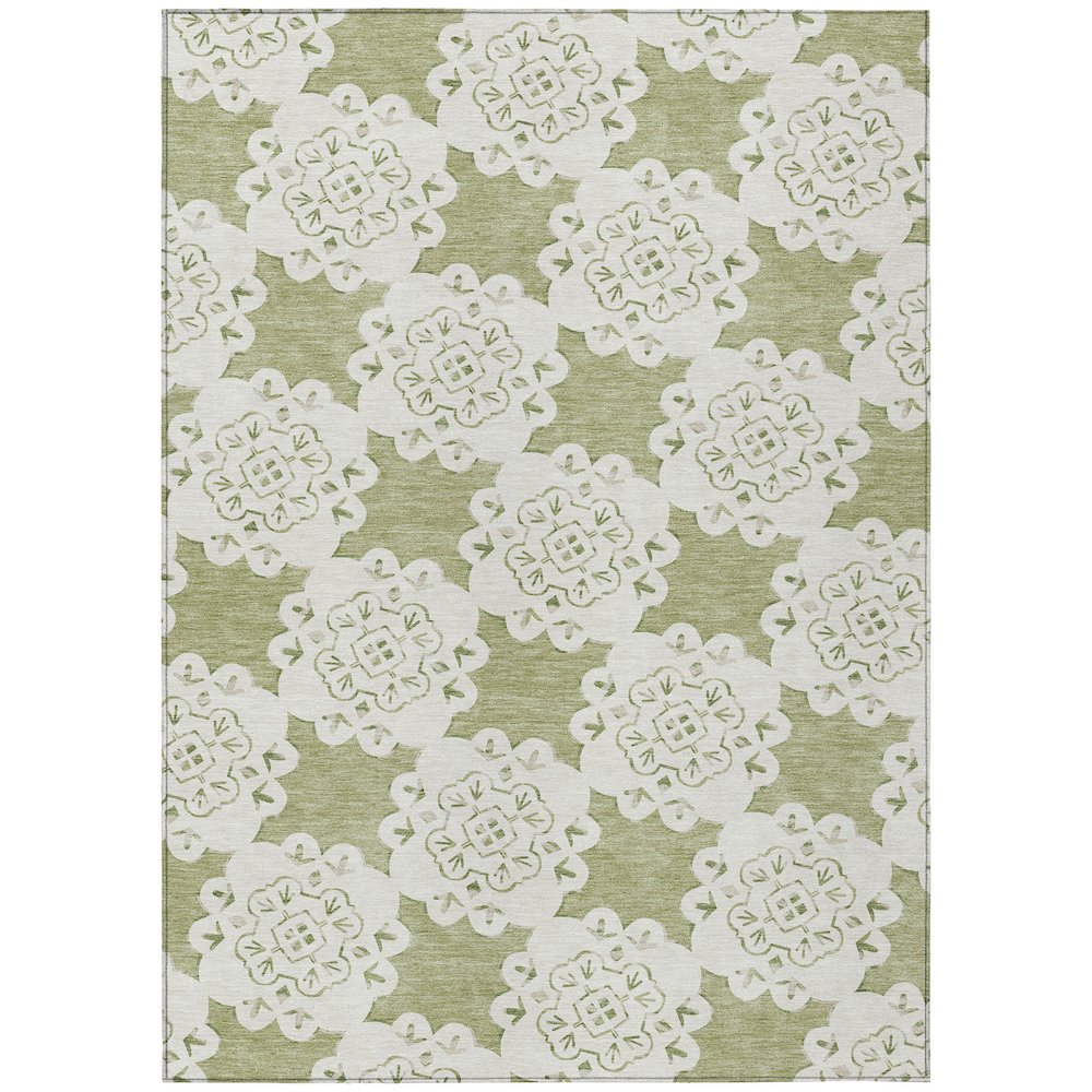 Machine Washable Indoor/Outdoor Chantille ACN2352 Green 5' x 7'6" Rug. Picture 1