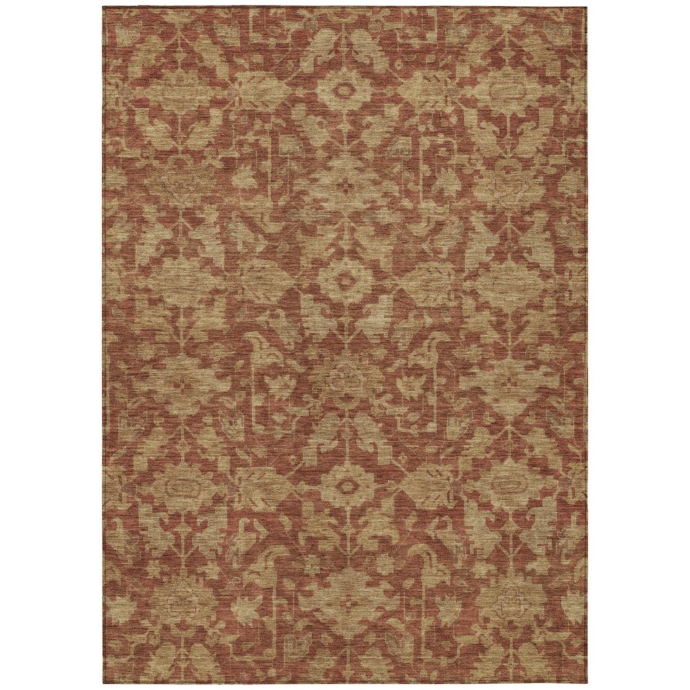 Machine Washable Indoor/Outdoor Chantille ACN2358 Orange 5' x 7'6" Rug. Picture 1