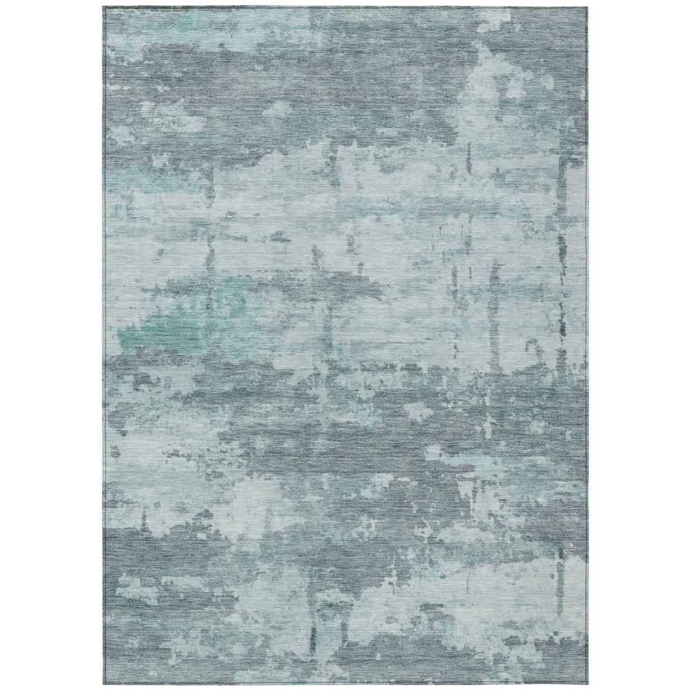 Machine Washable Indoor/Outdoor Chantille ACN2362 Teal 5' x 7'6" Rug. Picture 1