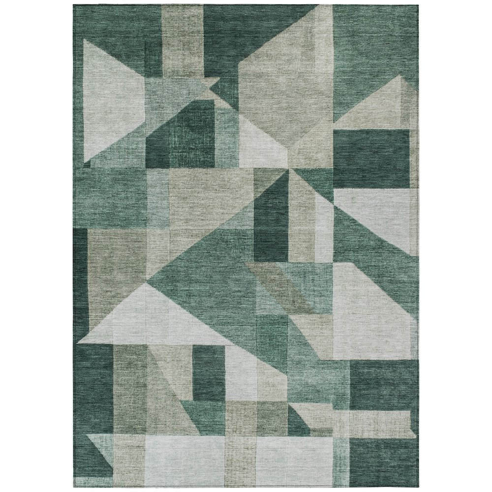 Machine Washable Indoor/Outdoor Chantille ACN2365 Green 5' x 7'6" Rug. Picture 1