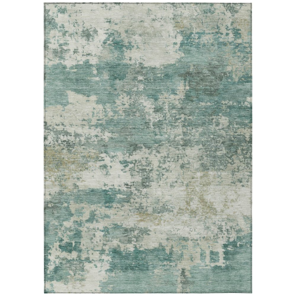 Machine Washable Indoor/Outdoor Chantille ACN2366 Green 5' x 7'6" Rug. Picture 1