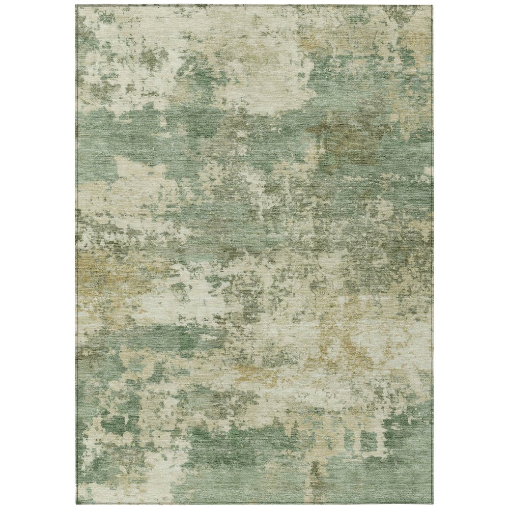 Machine Washable Indoor/Outdoor Chantille ACN2366 Green 5' x 7'6" Rug. Picture 1