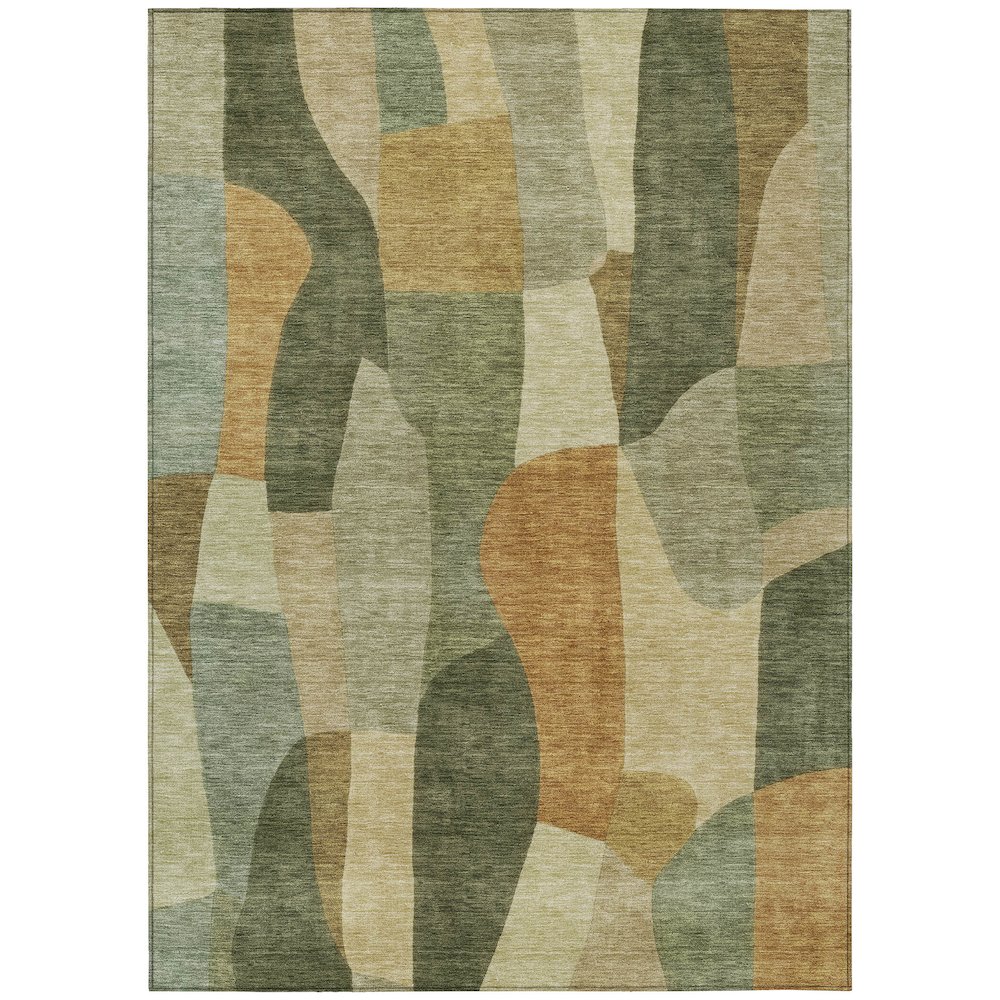 Machine Washable Indoor/Outdoor Chantille ACN2376 Green 5' x 7'6" Rug. Picture 1