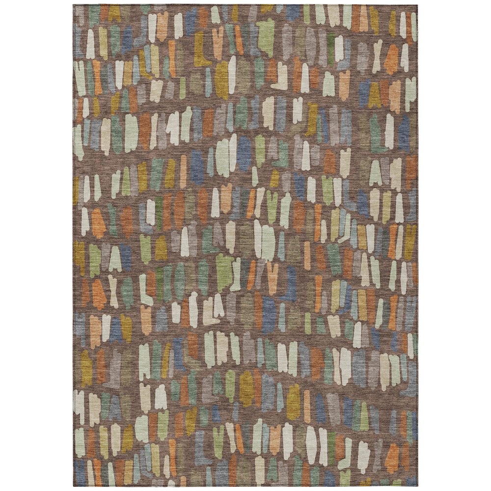 Machine Washable Indoor/Outdoor Chantille ACN2377 Brown 5' x 7'6" Rug. Picture 1